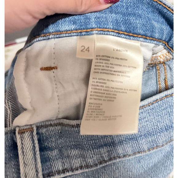 L’AGENCE Skinny Jeans Women’s Size 24 Light Wash Distressed Raw Hem Soft Chic - Picture 7 of 9